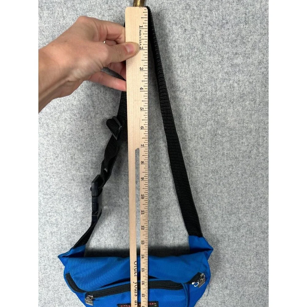 Vintage TA Blue Fanny Pack 90s Retro Multiple Pockets Adjustable Retro‎ Waist - Picture 13 of 16
